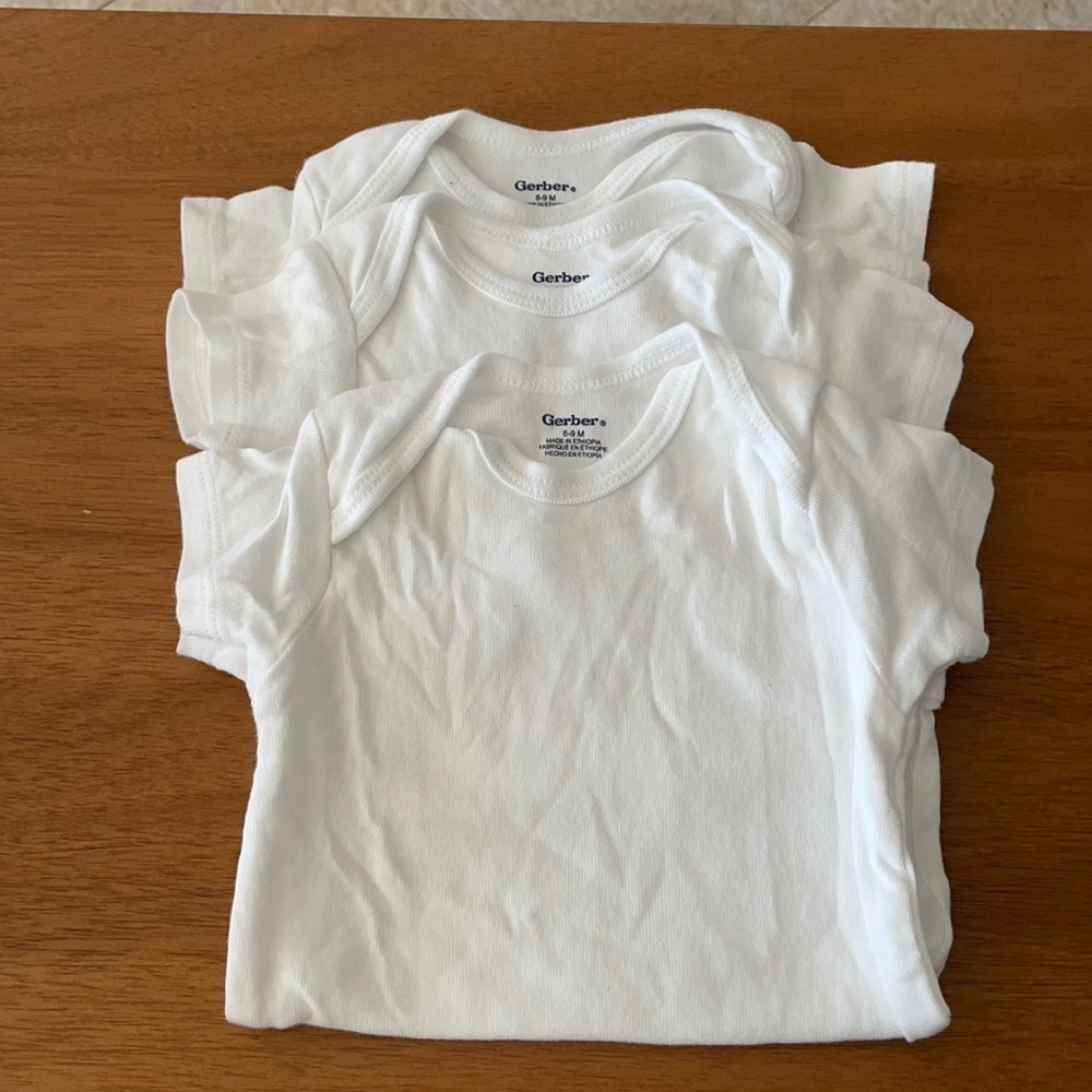 3 pack White Gerber Onesies